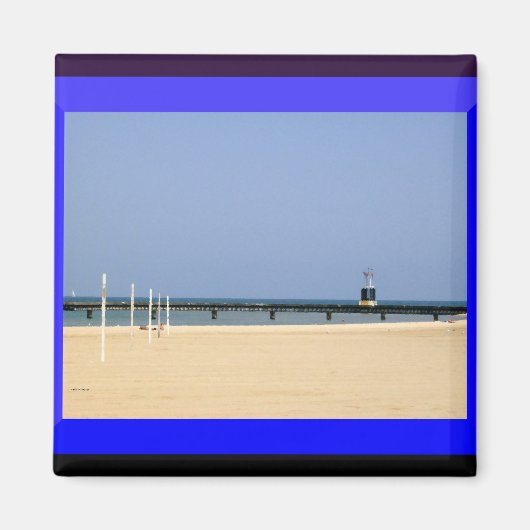 Beacon Light op Lake Michigan Shores Magneet (Voorkant)