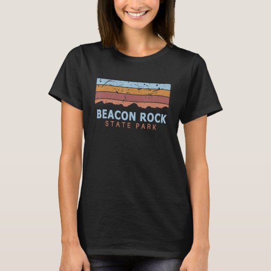 Beacon Rock State Park Washington Retro Cool T-shirt (Voorkant)