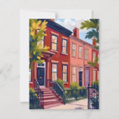 Beacon Street Boston Massachusetts Aquarel Kaart (Voorkant)