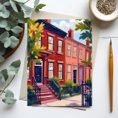 Beacon Street Boston Massachusetts Aquarel Kaart