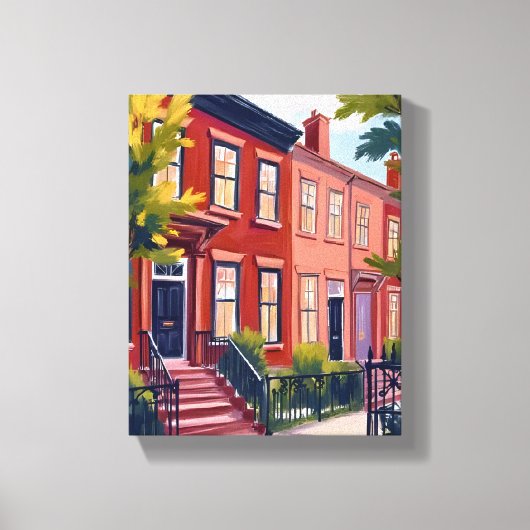 Beacon Street Boston Massachusetts Painting Canvas Afdruk (Voorkant)