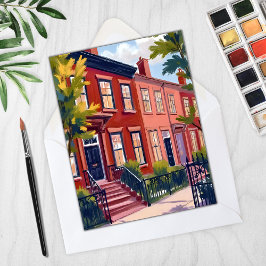 Beacon Street Boston Massachusetts Watercolor Card
