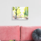 Beacon Street Summer | Boston, MA Aquarel Canvas Afdruk (Insitu (Woonkamer))