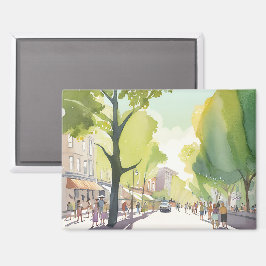 Beacon Street Summer | Boston, MA Aquarel Magneet