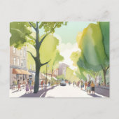 Beacon Street Summer | Boston, MA Waterverf Briefkaart (Voorkant)