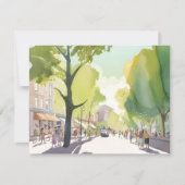 Beacon Street Summer | Boston, MA Waterverf Kaart (Voorkant)