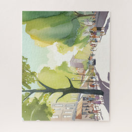 Beacon Street Zomer | Boston, MA Aquarel Legpuzzel