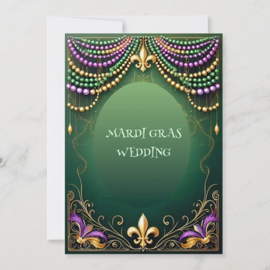 Bead & Brews Fleur De Lis Mardi Gras Wedding Party Kaart (Achterkant)