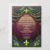 Bead & Brews Fleur De Lis Mardi Gras Wedding Party Kaart (Voorkant)