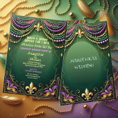 Bead & Brews Fleur De Lis Mardi Gras Wedding Party Kaart