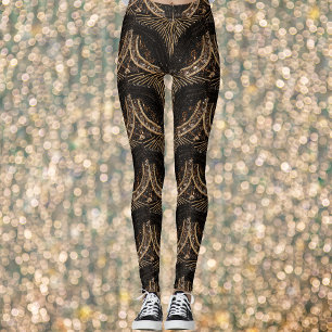 Bead Look ART DECO 1920s Era: Zwart & Goud Leggings