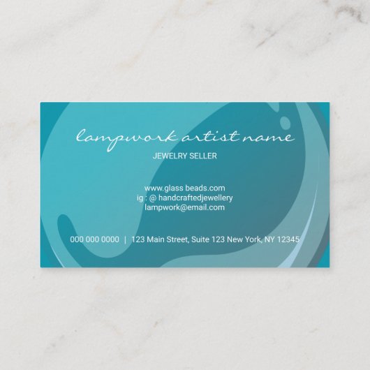 Bead Shop Lampwork handgemaakte sieraden Visitekaartje (Achterkant)