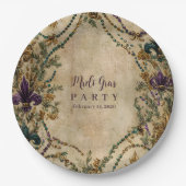 Beaded Fleur-de-Lis Mardi Gras Masquerade Papieren Bordje (Voorkant)
