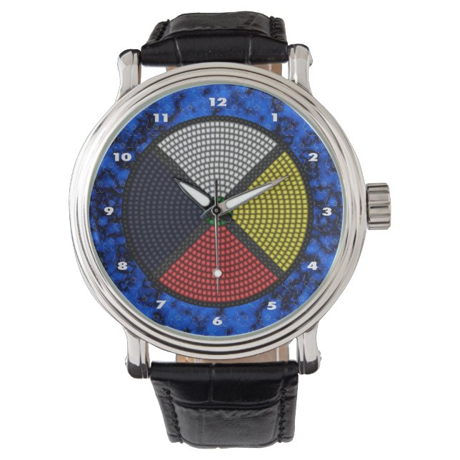 Beaded Medicine Wheel Horloge (Voorkant)
