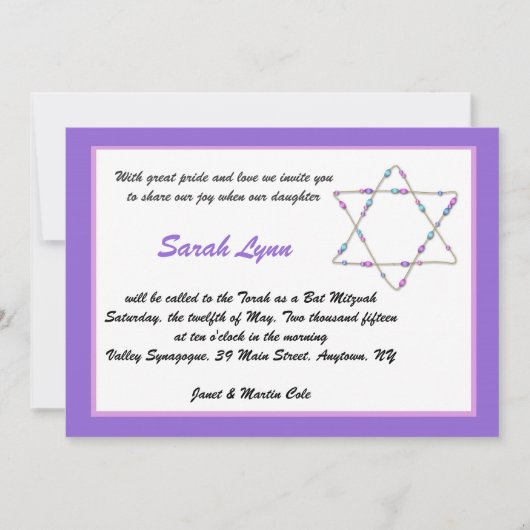Beaded Star Paars Bat Mitzvah Invitation Kaart (Voorkant)