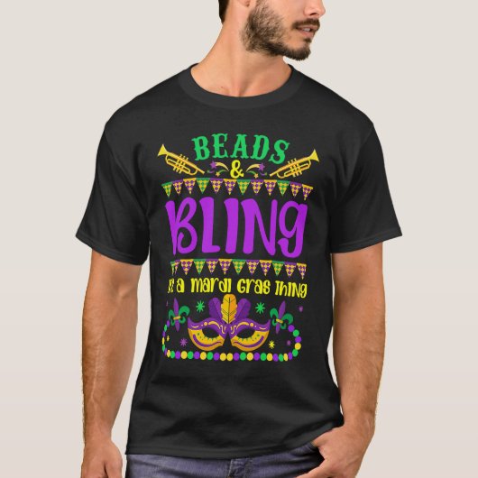 Beads And Bling It's A Mardi Gras Thing Cute Carni T-shirt (Voorkant)