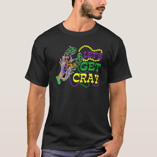 Beads Bling Let's Get Cray Dabbing Crawfish Mardi T-shirt (Voorkant)