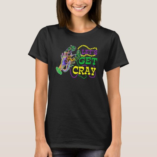 Beads Bling Let's Get Cray Dabbing Crawfish Mardi T-shirt (Voorkant)