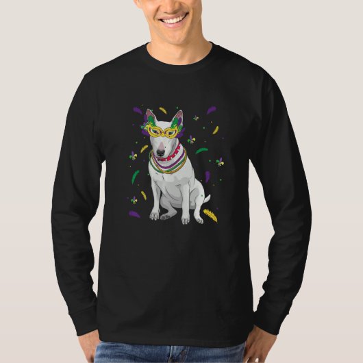 Beads en maskers Bull Terrier Mardi Gras Dog Mam P T-shirt (Voorkant)