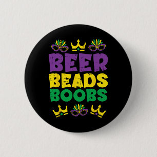 Beads Funny Louisiana Nola Mardi Gras Mannen Jonge Ronde Button 5,7 Cm