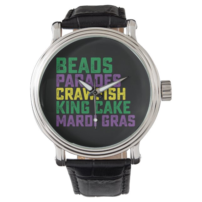Beads Parades Crawfish King Cake Mardi Gras Horloge (Voorkant)