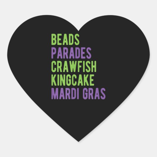 Beads Parades Crawfish Kingcake Mardi Gras Hart Sticker (Voorkant)