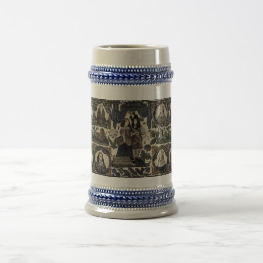 Beadwork Embroidery Charles II en zijn koningin Bierpul (Center)