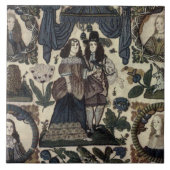 Beadwork Embroidery Charles II en zijn koningin Tegeltje (Voorkant)