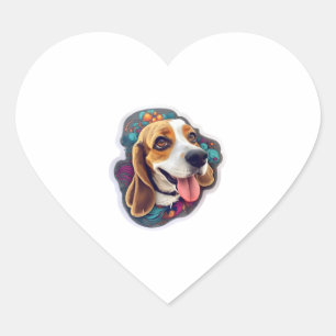 Beagle 4 hart sticker