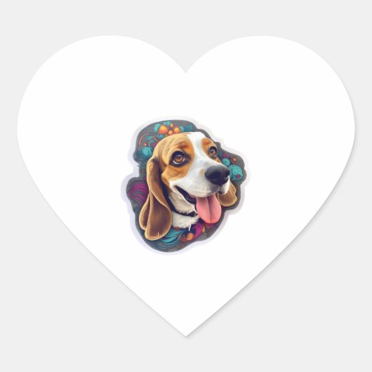 Beagle 4 hart sticker (Voorkant)