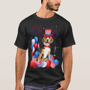 Beagle 4 juli Balloons Amerikaanse vlag Dog T-shirt