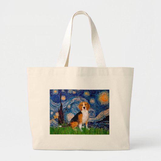 Beagle 7 - Sterrennacht Grote Tote Bag (Voorkant)