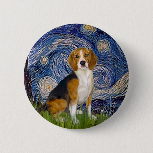 Beagle 7 - Sterrennacht Ronde Button 5,7 Cm (Voorkant)