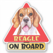 Beagle aan boord Hond Rode Driehoek verkeersbord Sticker (Voorkant)