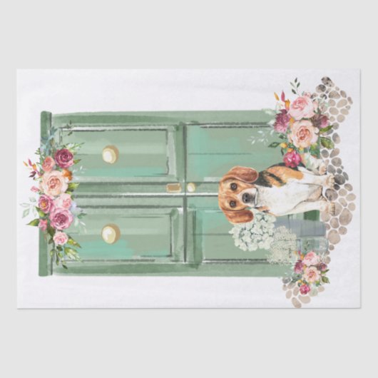 Beagle aan de deur tissuepapier (Voorkant)