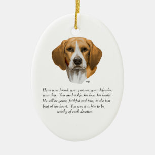 Beagle Aandenken MAN Keramisch Ornament