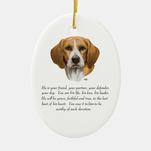 Beagle Aandenken MAN Keramisch Ornament (Voorkant)