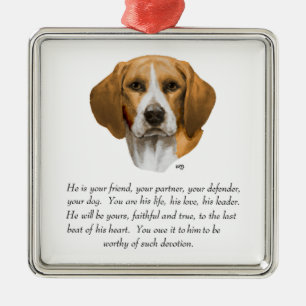 Beagle Aandenken MAN Metalen Ornament
