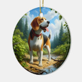 Beagle Aandenken met Charme Keramisch Ornament (Links)