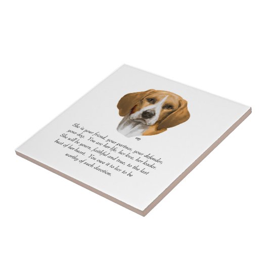 Beagle Aandenken Tegeltje (Zijkant)