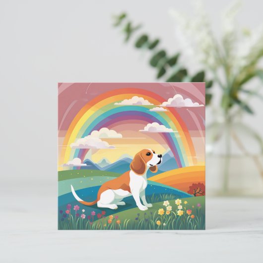 Beagle aangepaste hondennaam regenboog brug sympat (Staand voorkant)