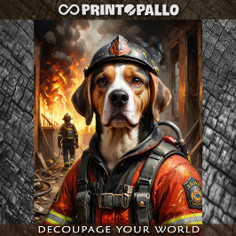 Beagle als brandweerman - Tissue Paper Tissuepapier