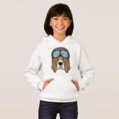 Beagle als piloot met piloot-pet (Voorkant volledig)