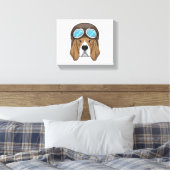 Beagle als piloot met piloot-pet canvas afdruk (Insitu (Slaapkamer))