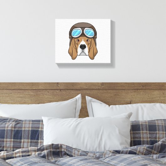 Beagle als piloot met piloot-pet canvas afdruk (Insitu (Slaapkamer))