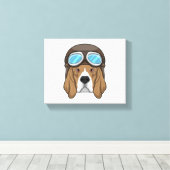 Beagle als piloot met piloot-pet canvas afdruk (Insitu (Houten vloer))