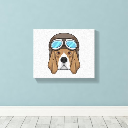 Beagle als piloot met piloot-pet canvas afdruk (Insitu (Houten vloer))