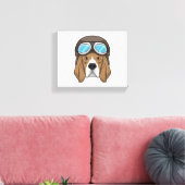 Beagle als piloot met piloot-pet canvas afdruk (Insitu (Woonkamer))
