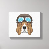Beagle als piloot met piloot-pet canvas afdruk (Voorkant)