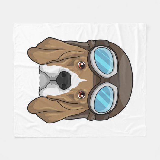 Beagle als piloot met piloot-pet fleece deken (Voorkant (Horizontaal))
